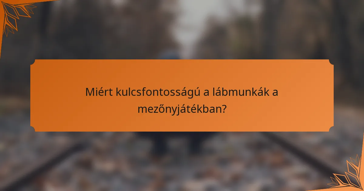 Miért kulcsfontosságú a lábmunkák a mezőnyjátékban?